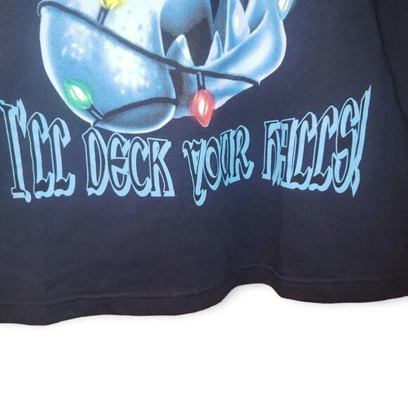 VINTAGE NWT Dead stock Tasmanian Devil "I'll Deck Your Halls" Looney Tunes sz L - Picture 3 of 10